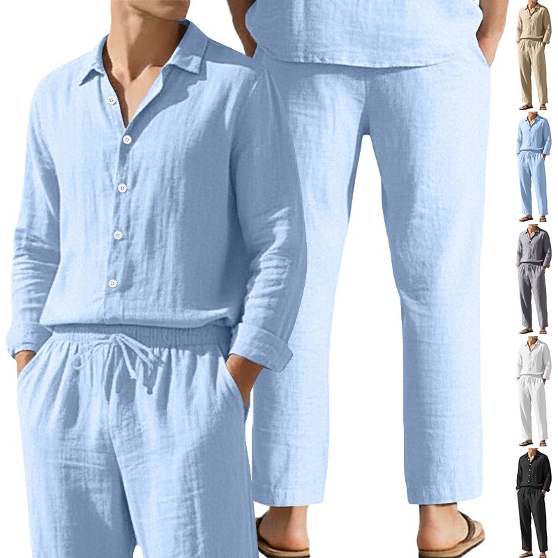 Linen Shirt Summer - Summer Outfit Men 2 Piece Set