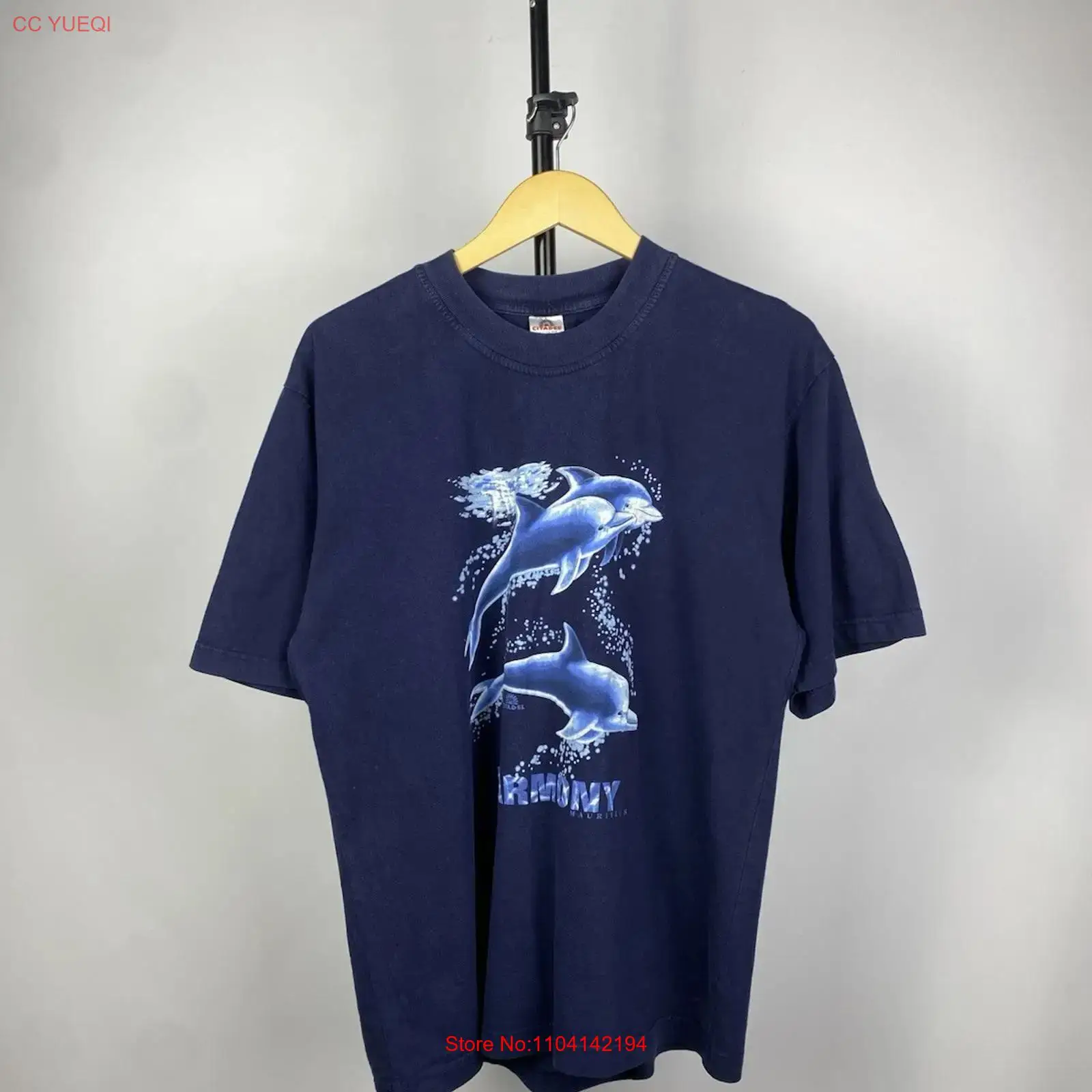 Mens Fashion In The 2000S - Vintage 2000s Dolphin Ocean Art T