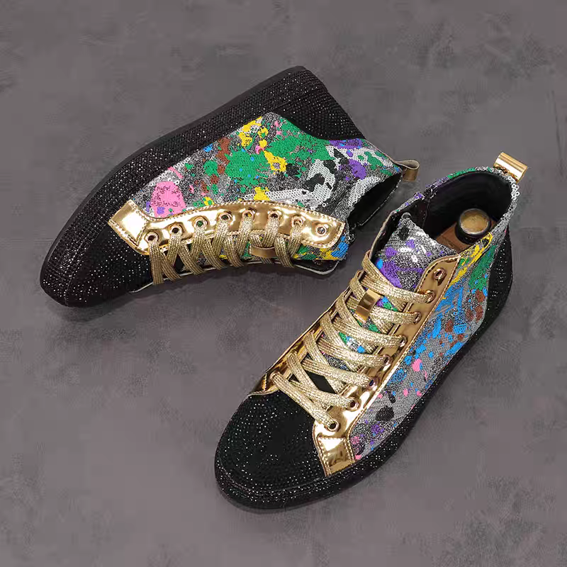 Men'S Fashion News - European fashion rhinestone sequin men's high
