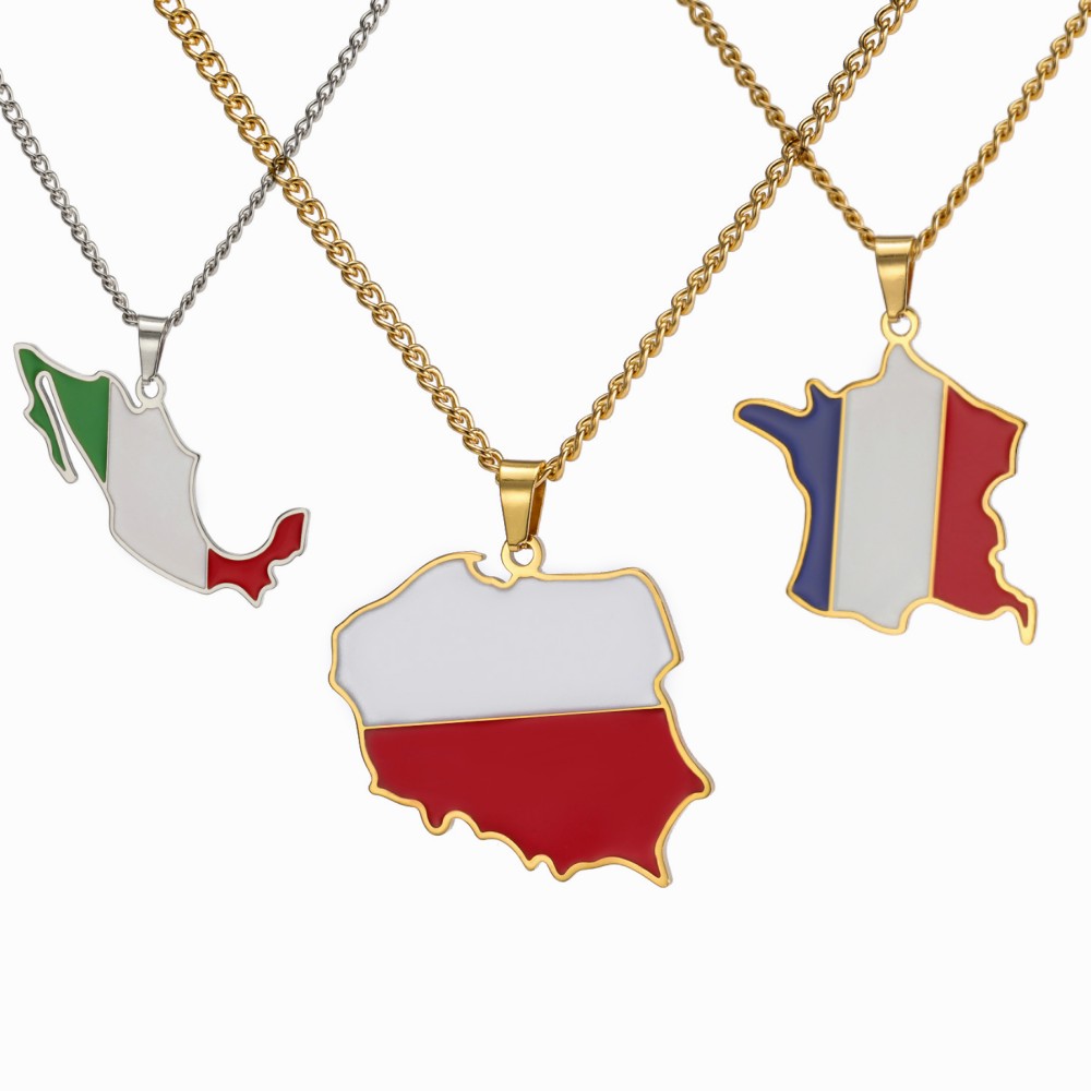 Men'S Fashion Qatar - Dreamtimes Poland France Mexico Map Pendant