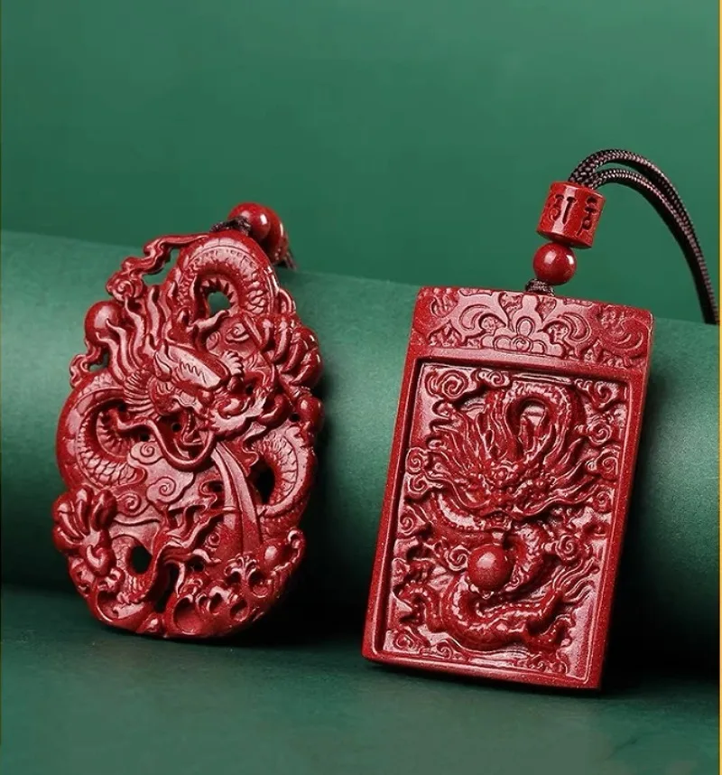 Men'S Fashion Necklaces - Fashion Cinnabar Jade Double Sided Carving