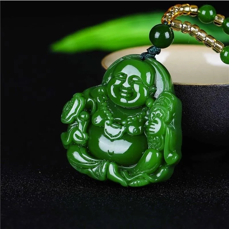 Chinese Green Jade Maitreya Bu - Men'S Fashion Necklaces recensione e prezzo