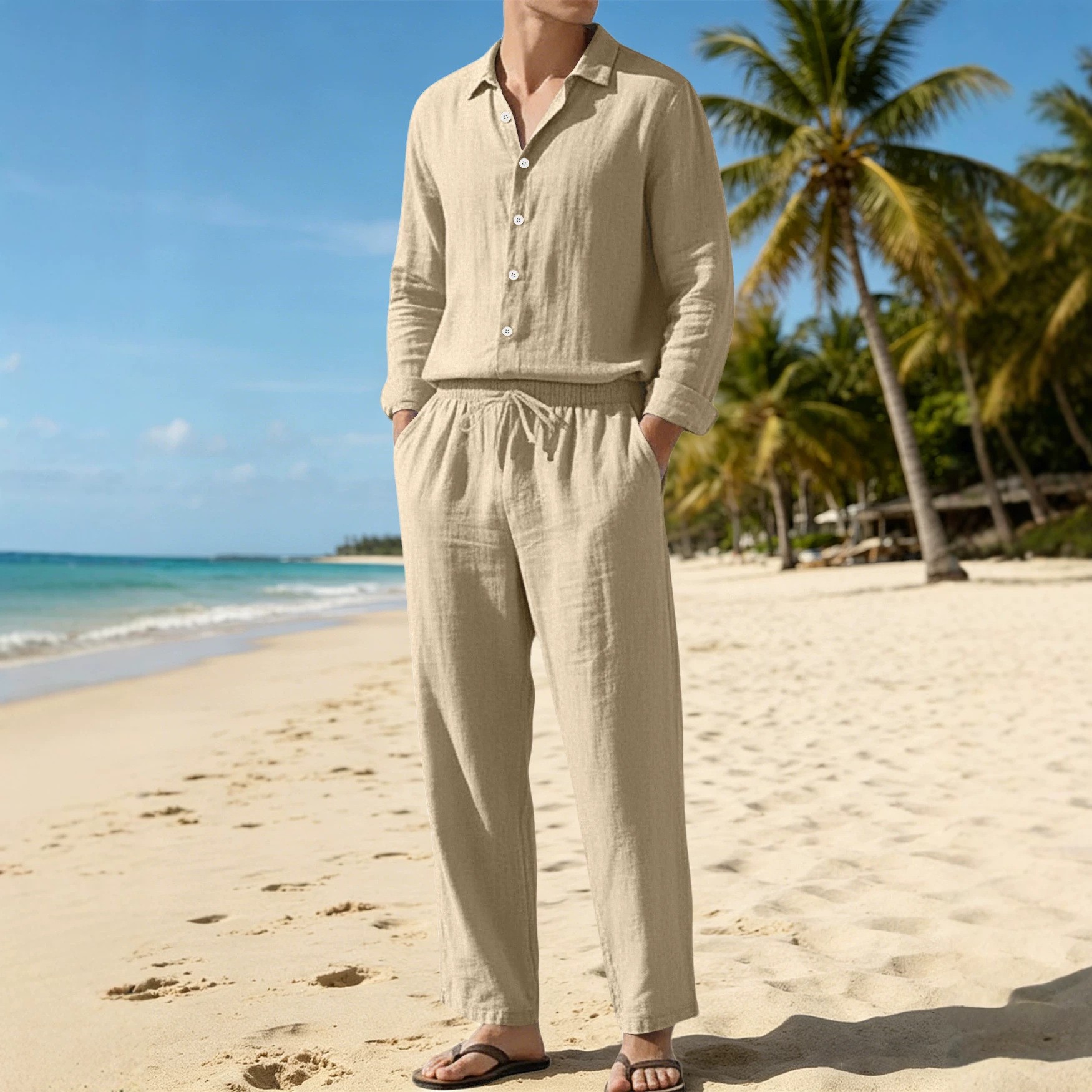 Summer Outfit Men 2 Piece Set  - Linen Shirt Summer recensione e prezzo