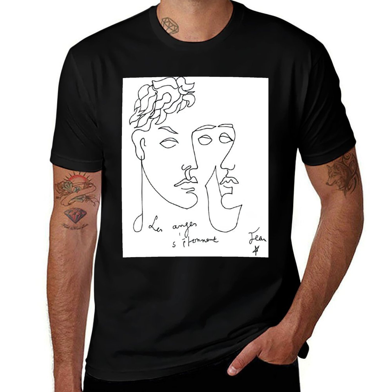 jean cocteau artwork T-Shirt F - Jeans Shirt Fashion For Men recensione e prezzo