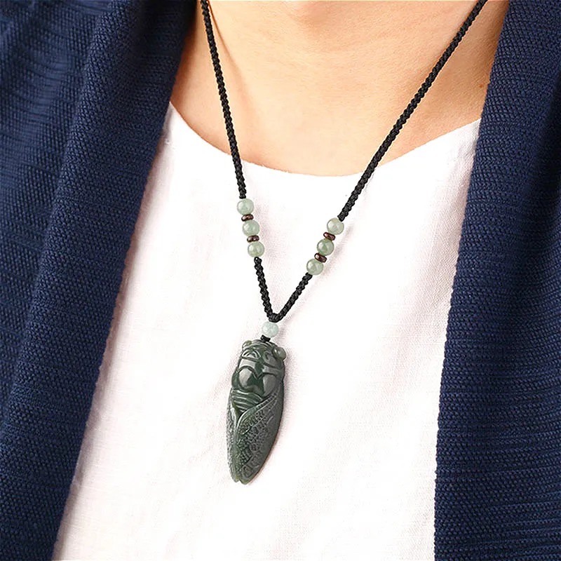 Natural Hetian Jade Cicada Pen - Men'S Fashion Necklaces recensione e prezzo