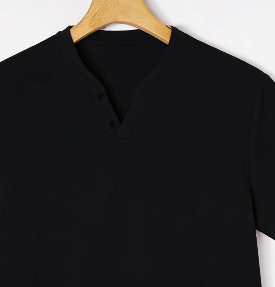Elegant Black Henley Short-Sle - Linen Shirt Summer recensione e prezzo