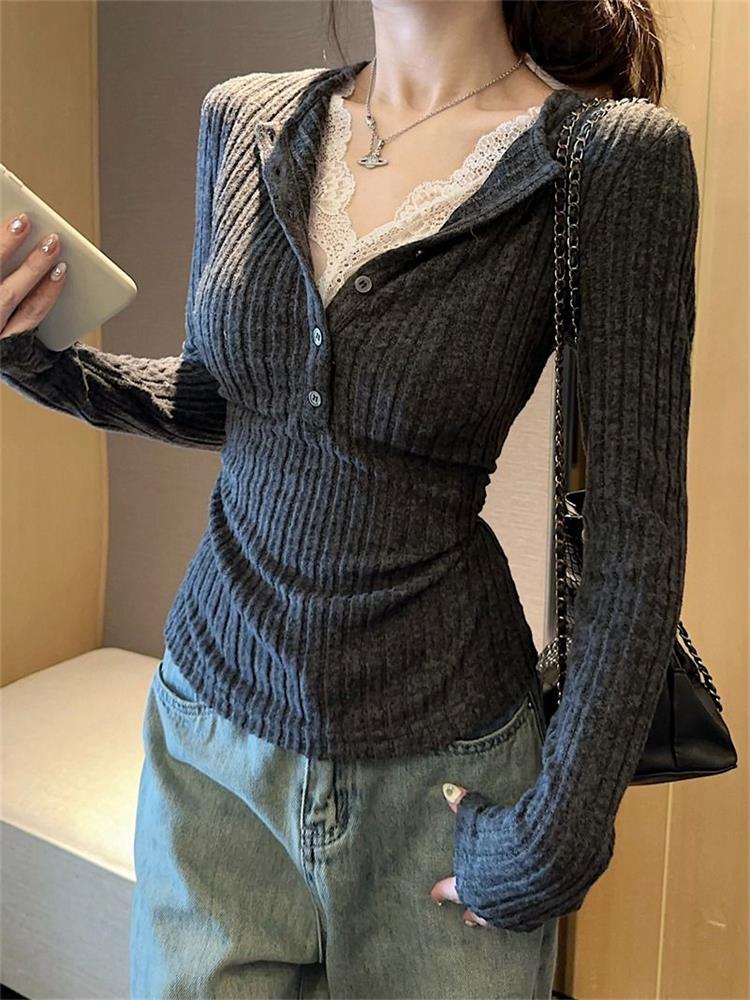 Women's Top Lace Patchwork Lon - Men'S Fashion V Neck T Shirts recensione e prezzo