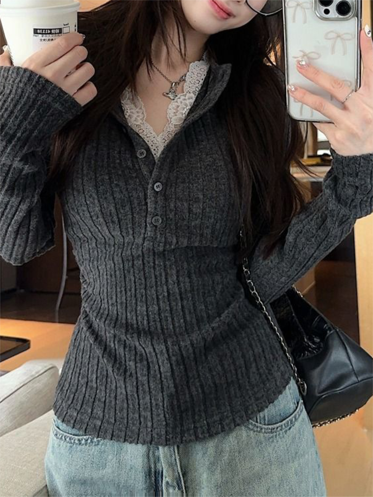 Women's Top Lace Patchwork Lon - Men'S Fashion V Neck T Shirts recensione e prezzo
