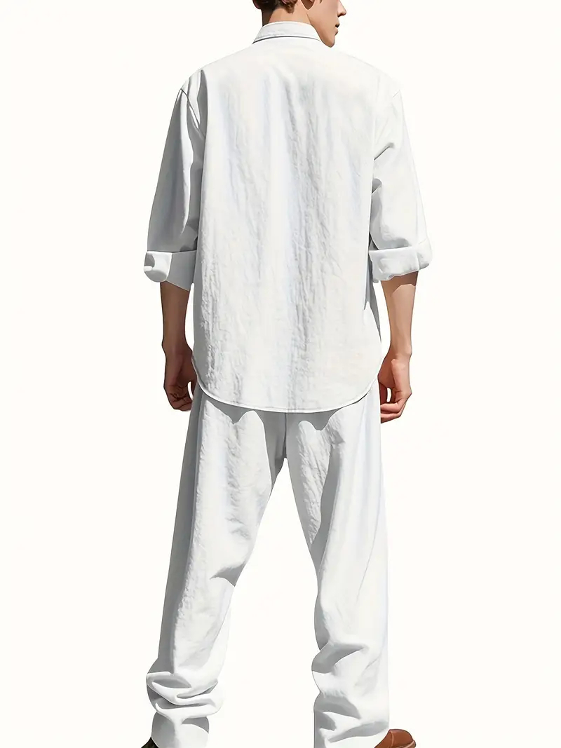 Men's White Linen Suit Set Lon - Linen Shirt Summer recensione e prezzo