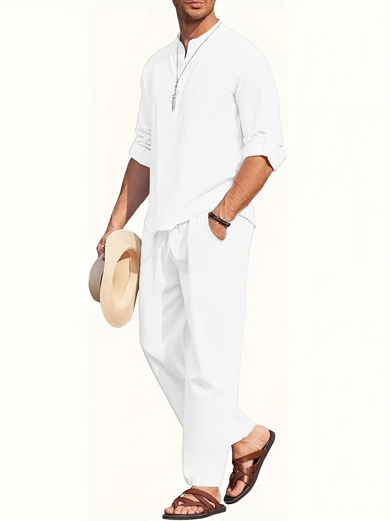 Men's White Linen Suit Set Lon - Linen Shirt Summer recensione e prezzo