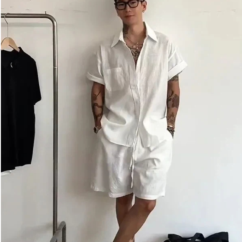 Mens Linen Cotton 2 Piece Set  - Linen Shirt Summer recensione e prezzo