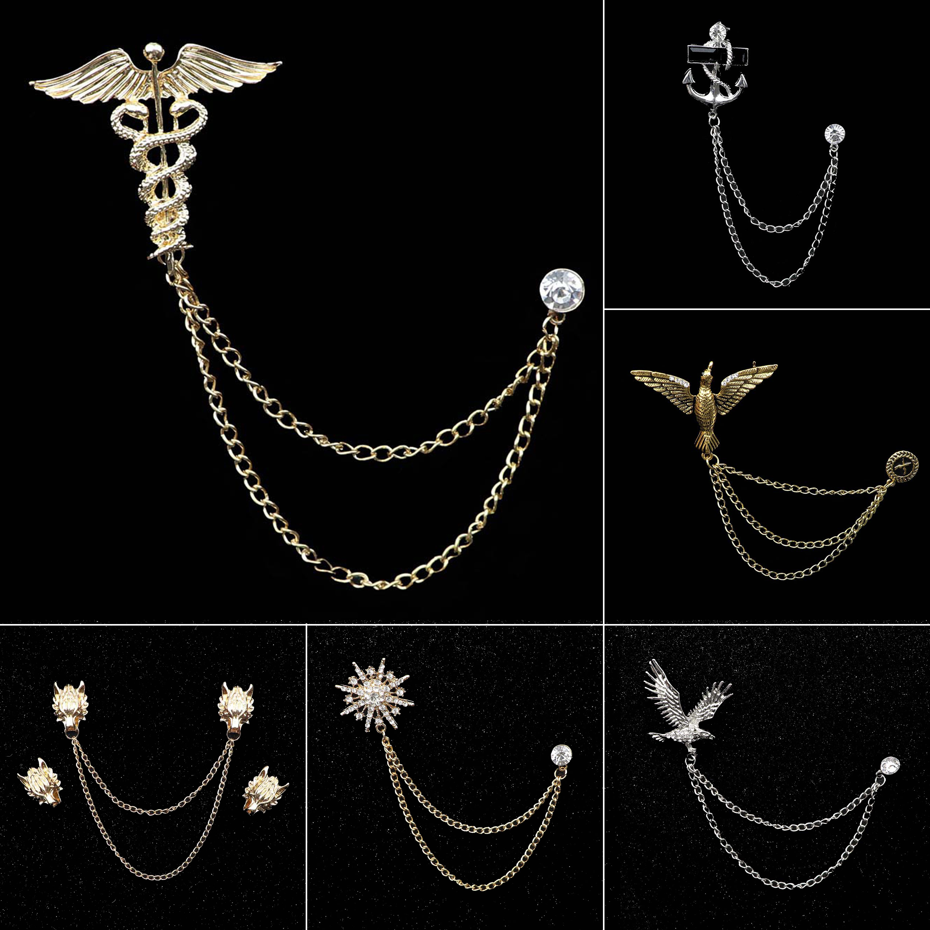 Mens Chain Brooches Delicate V - Mens Fashion Dress Shirts recensione e prezzo