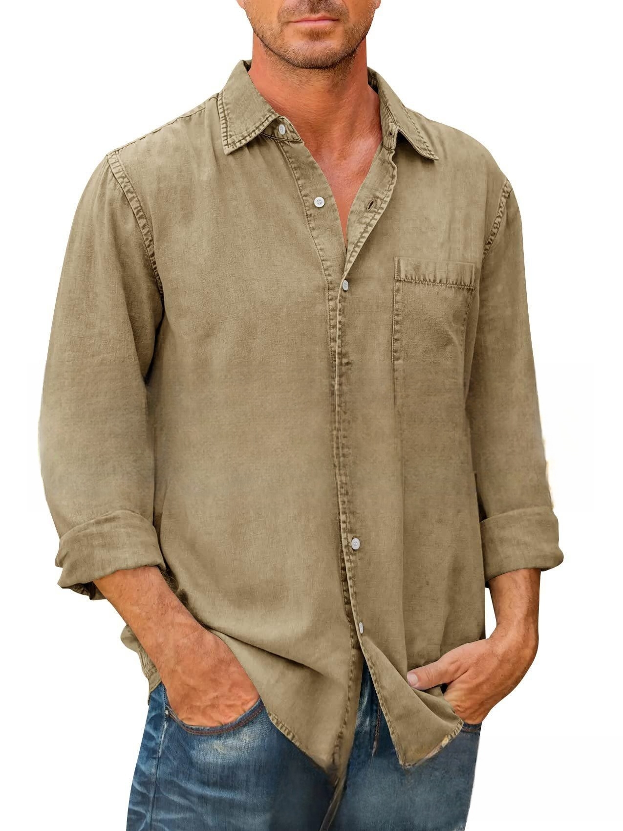 Men Shirts Cotton Denim Long S - Jeans Shirt Fashion For Men recensione e prezzo