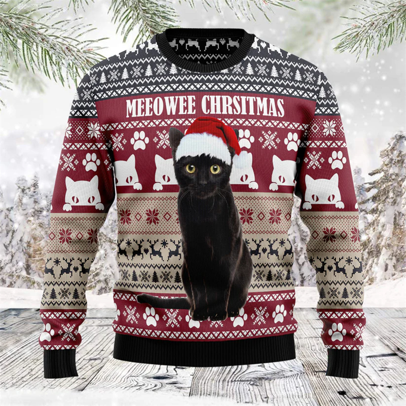 2026 New Funny Cat Pattern Ugl - Mens Xmas Fashion recensione e prezzo