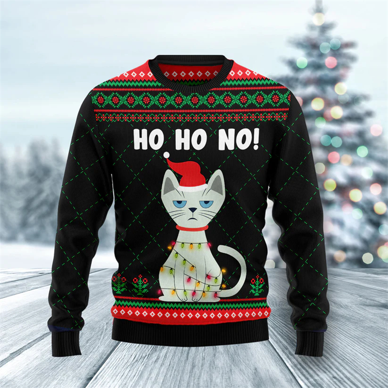 2026 New Funny Cat Pattern Ugl - Mens Xmas Fashion recensione e prezzo