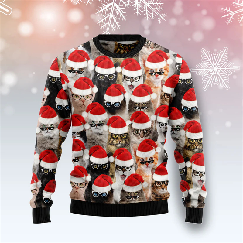 2026 New Funny Cat Pattern Ugl - Mens Xmas Fashion recensione e prezzo