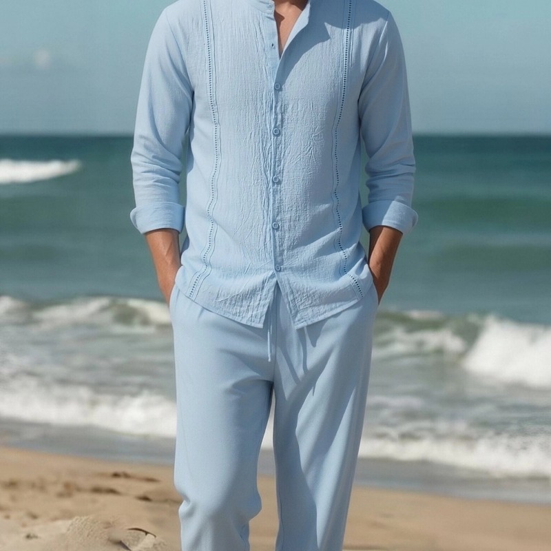 Men's Cotton Linen Stand Colla - Linen Shirt Summer recensione e prezzo