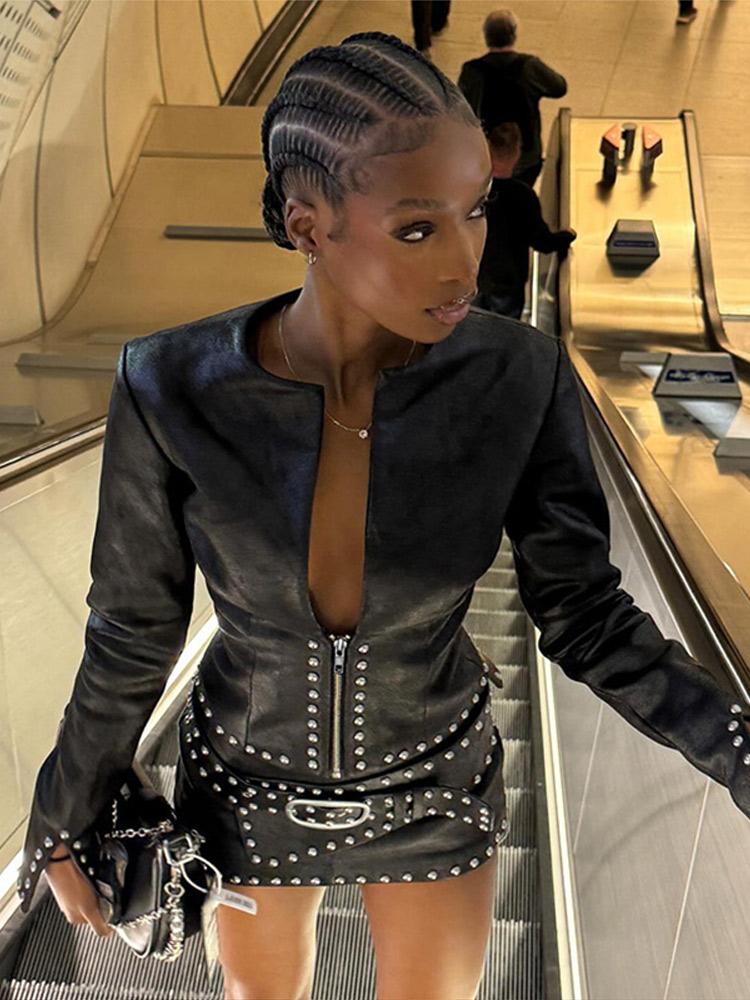 Y2k Leather Skirt Set Women Ri - Men'S Fashion Outfits 2026 recensione e prezzo