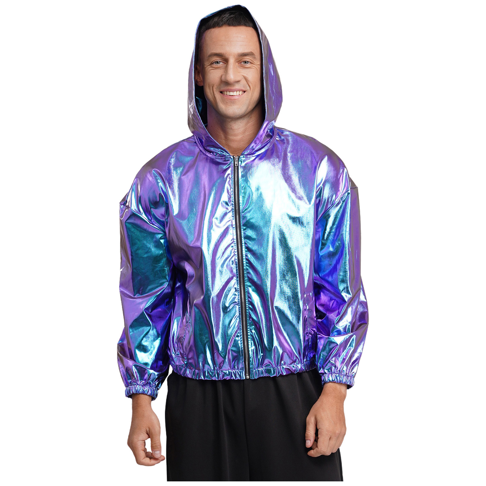Mens Shiny Metallic Hooded Bom - Mens Fashion Bomber Jacket recensione e prezzo