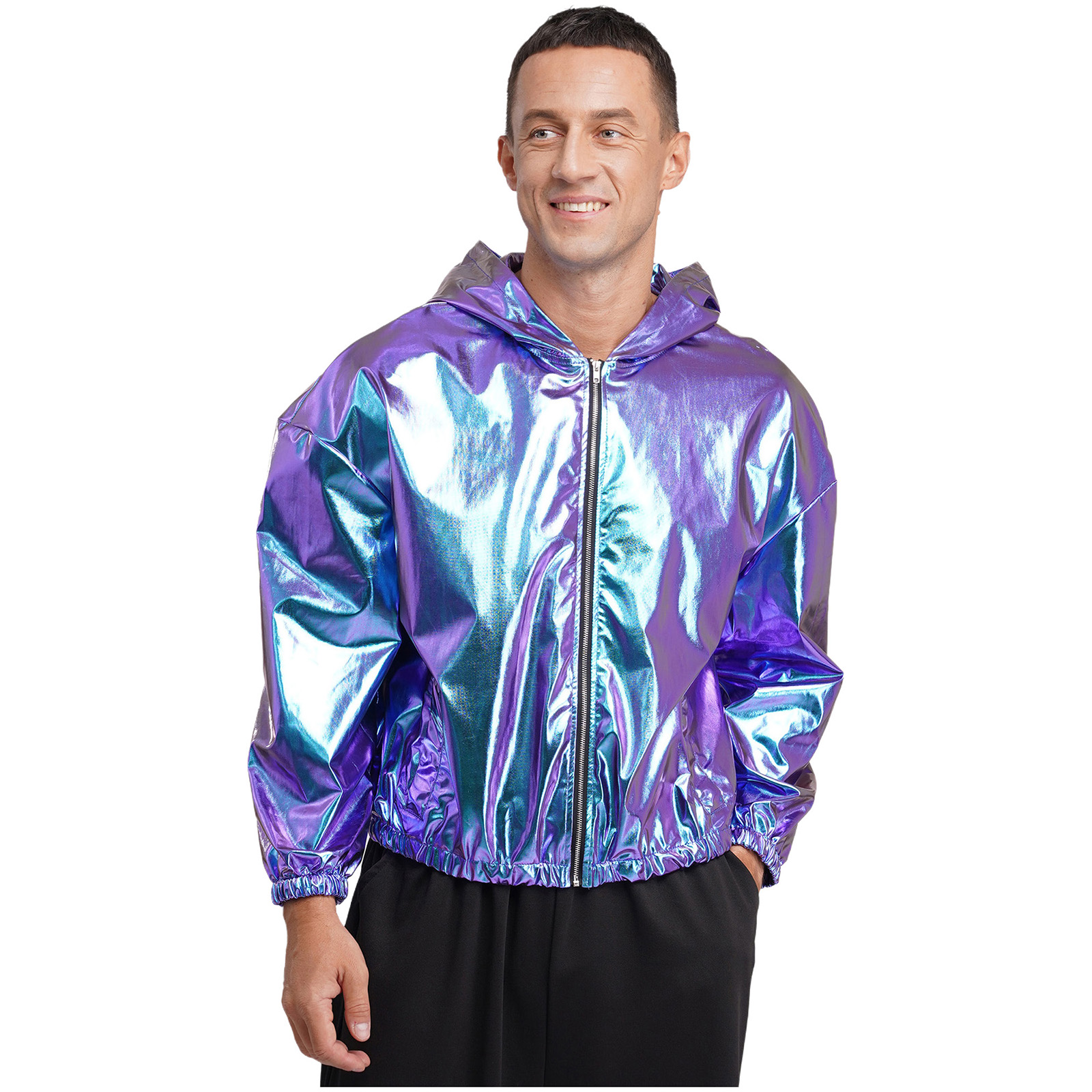 Mens Shiny Metallic Hooded Bom - Mens Fashion Bomber Jacket recensione e prezzo