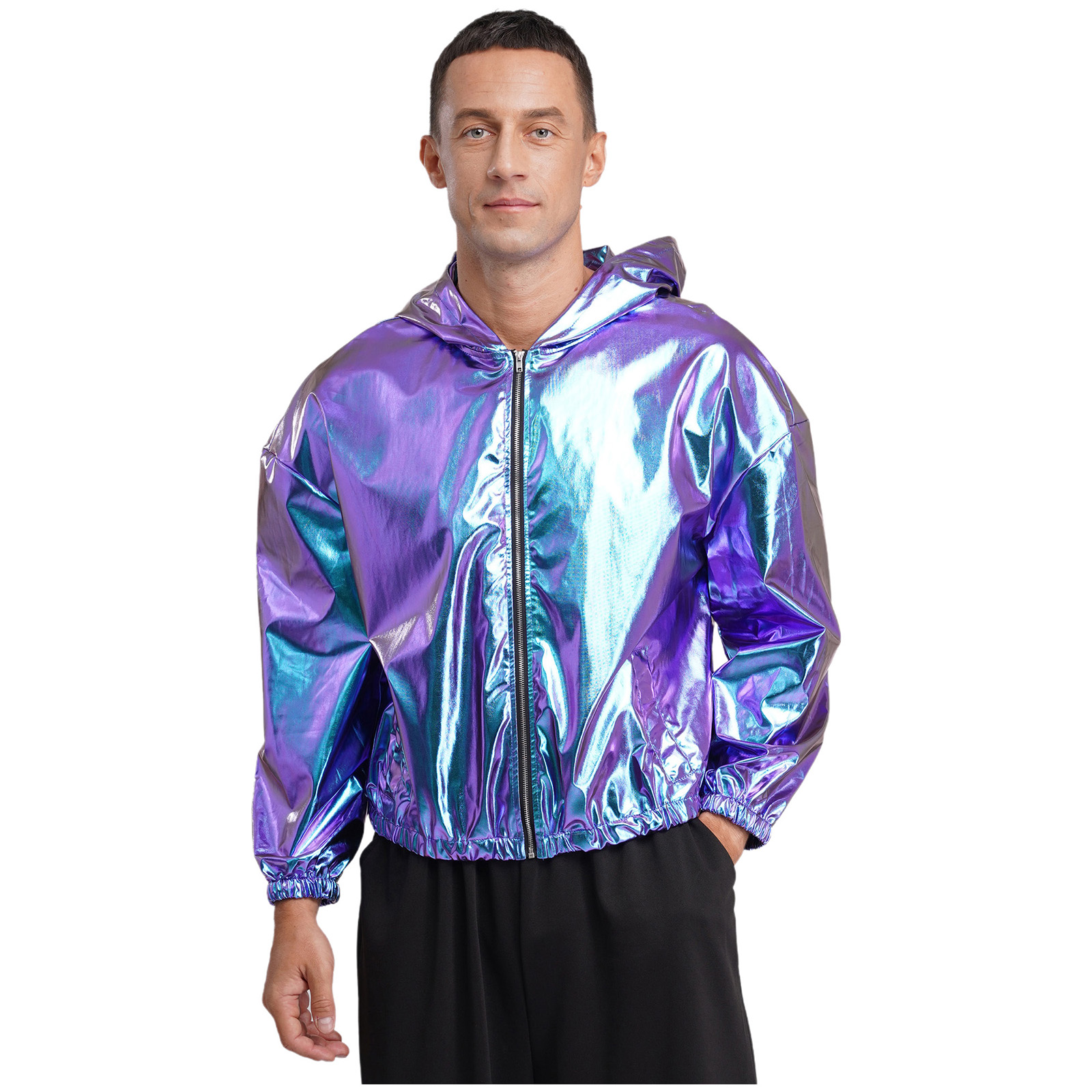 Mens Shiny Metallic Hooded Bom - Mens Fashion Bomber Jacket recensione e prezzo