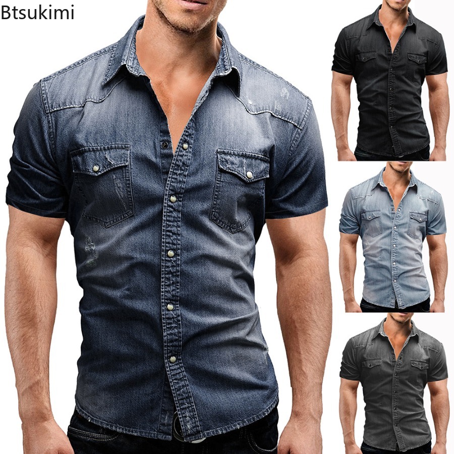 New 2026 Men's Elastic Slim De - Jeans Shirt Fashion For Men recensione e prezzo