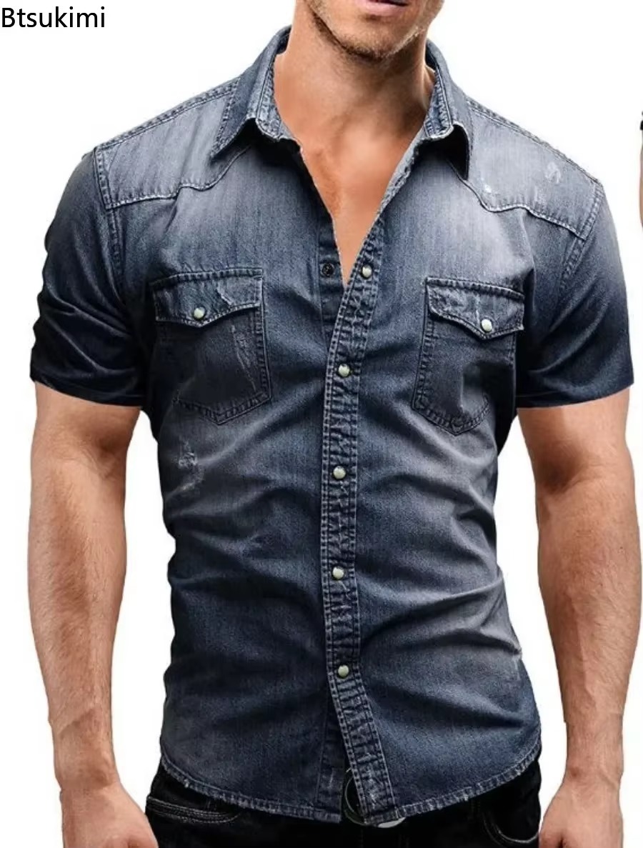 New 2026 Men's Elastic Slim De - Jeans Shirt Fashion For Men recensione e prezzo