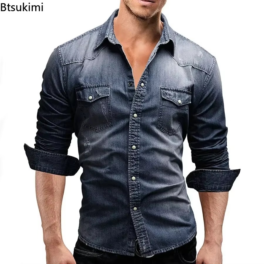 New 2026 Men's Elastic Slim De - Jeans Shirt Fashion For Men recensione e prezzo