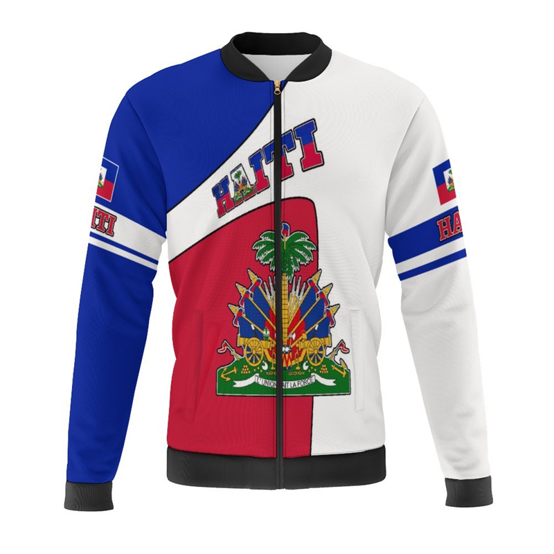 Haiti Flag Map 3d Print Jacket - Mens Fashion Bomber Jacket recensione e prezzo