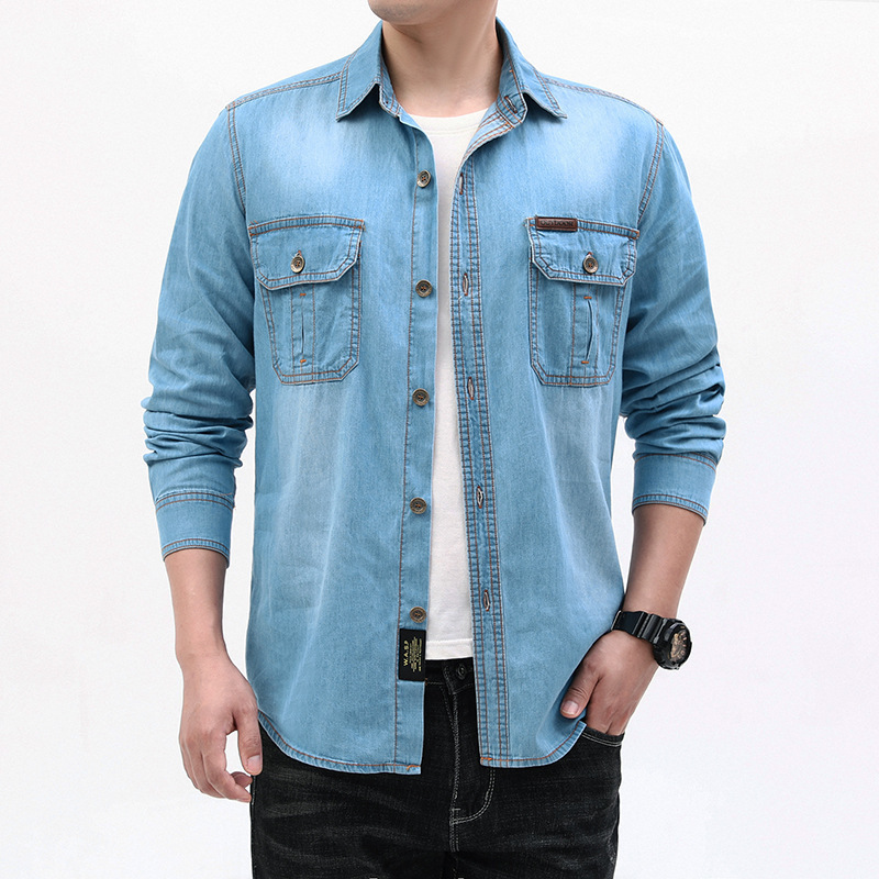 New Fashion Men Light Blue Lon - Jeans Shirt Fashion For Men recensione e prezzo
