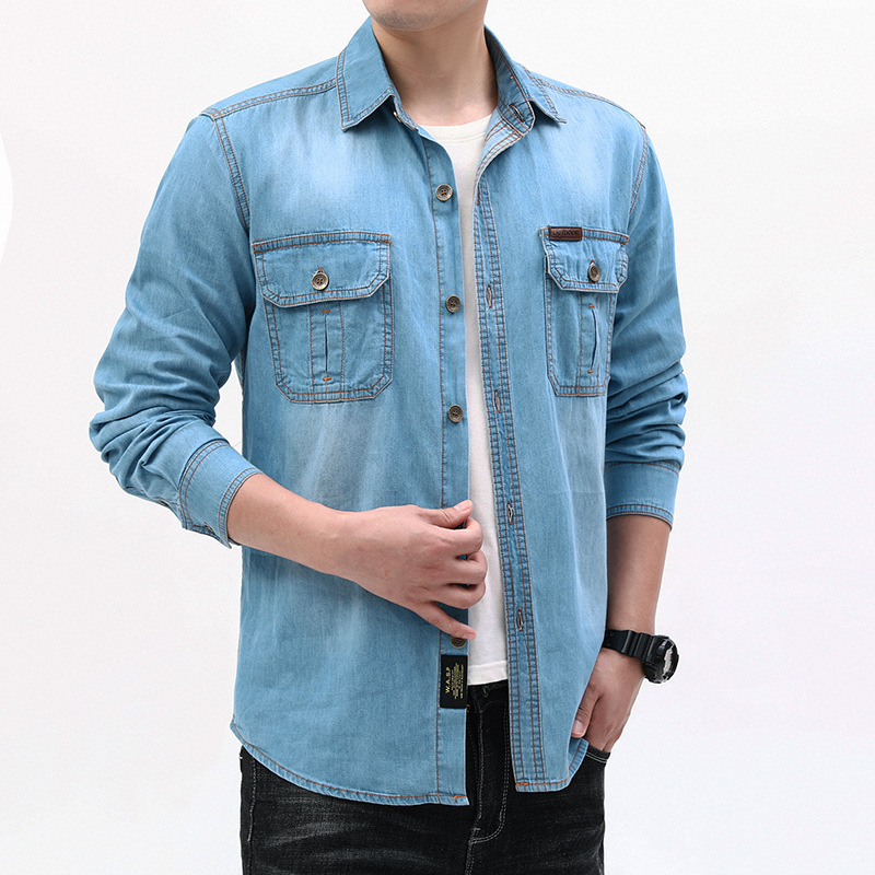 New Fashion Men Light Blue Lon - Jeans Shirt Fashion For Men recensione e prezzo